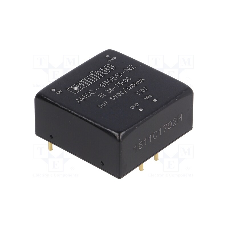 1 pcs x AIMTEC - AM6C-4805S-NZ - Converter: DC/DC, 6W, Uin: 36÷75V, Uout: 5VDC, Iout: 1.2A, 1'x1'