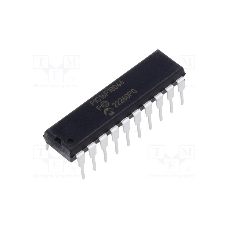 1 pcs x MICROCHIP TECHNOLOGY - PIC16F18046-I/P - IC: PIC microcontroller, 28kB, 32MHz, EUSART,I2C,PWM,SPI, THT