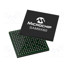 1 pcs x MICROCHIP TECHNOLOGY - SAM9X60D6K-I/4GB - IC: ARM microprocessor, ARM926, 1.02÷1.21VDC, SMD, TFBGA196, PWM: 4