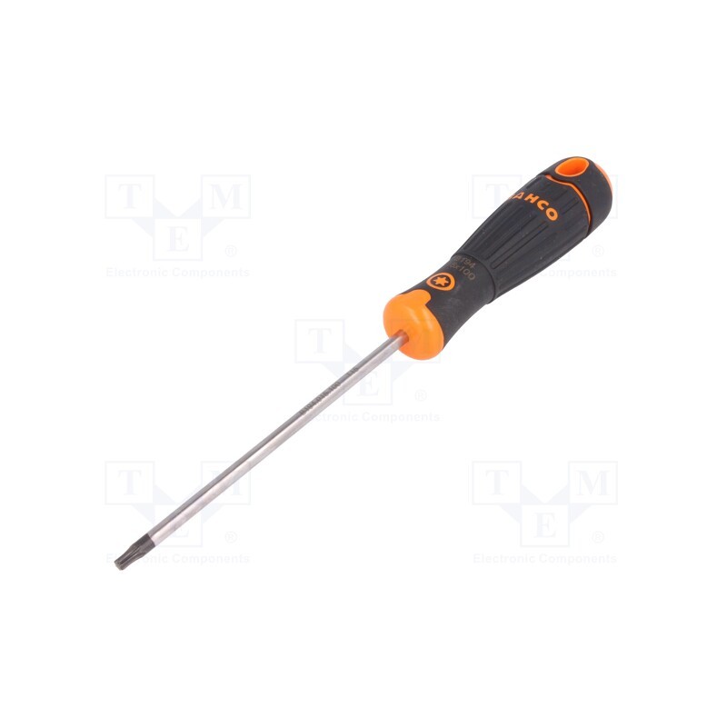 1 pcs x BAHCO - B194.015.100 - Screwdriver, Torx®, TX15, Blade length: 100mm, Overall len: 195mm