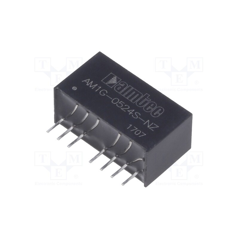 1 pcs x AIMTEC - AM1G-0524S-NZ - Converter: DC/DC, 1W, Uin: 4.5÷9V, Uout: 24VDC, Iout: 42mA, SIP8, THT