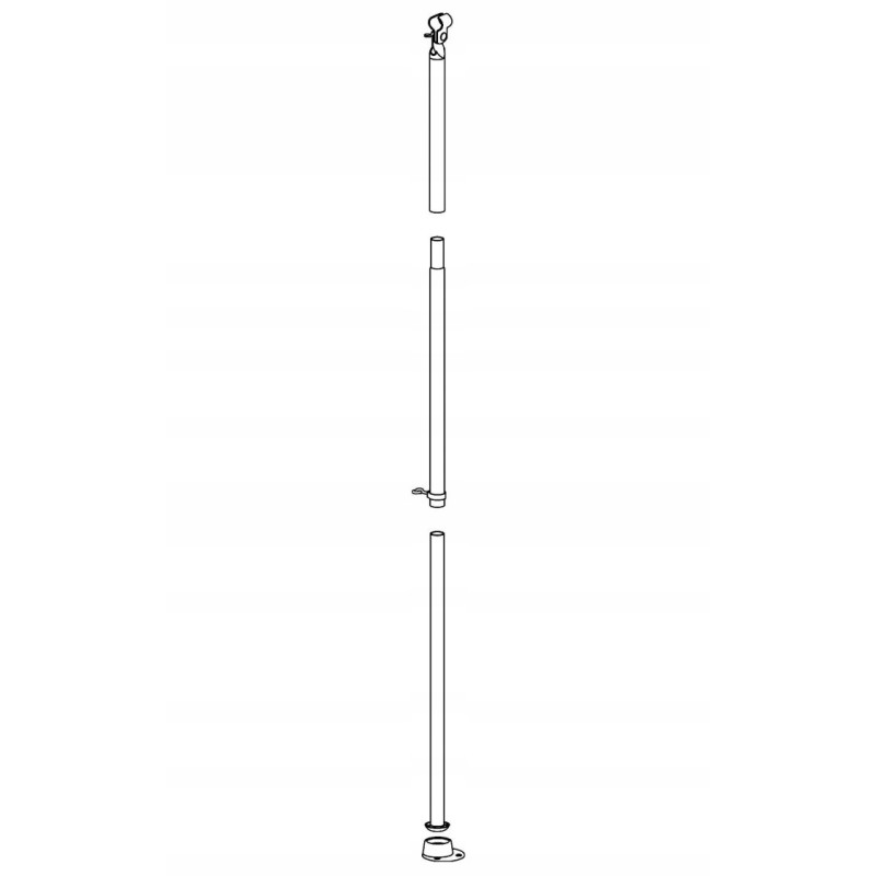 Vestibule tube, screw-on leg, 125-205cm