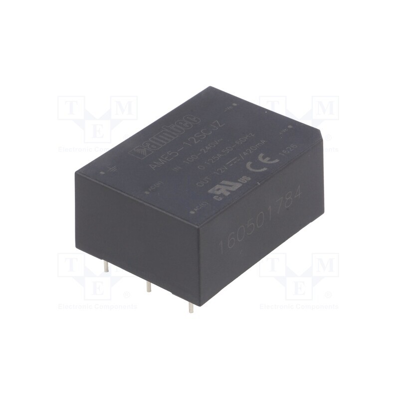 1 pcs x AIMTEC - AME5-12SCJZ - Converter: AC/DC, 5W, 85÷264VAC, Usup: 120÷370VDC, Uout: 12VDC, 79%