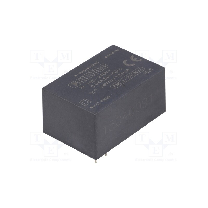 1 pcs x AIMTEC - AME3-24SNJZ - Converter: AC/DC, 3W, 165÷264VAC, Usup: 233÷370VDC, Uout: 24VDC