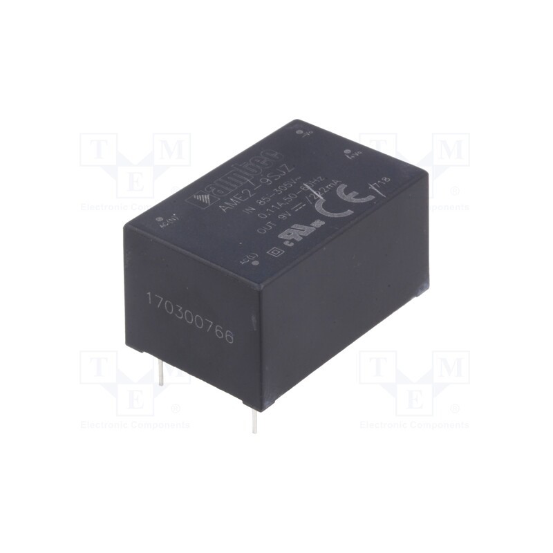 1 pcs x AIMTEC - AME2-9SJZ - Converter: AC/DC, 2W, 85÷305VAC, Usup: 120÷430VDC, Uout: 9VDC, 72%