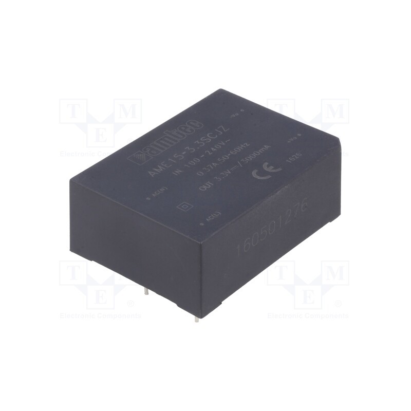 1 pcs x AIMTEC - AME15-3.3SCJZ - Converter: AC/DC, 15W, 85÷264VAC, Usup: 120÷370VDC, Uout: 3.3VDC