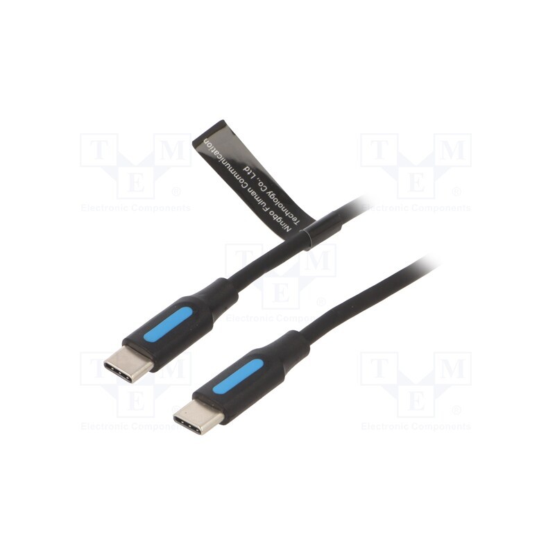 1 pcs x VENTION - COSBH - Cable, USB 2.0, USB C plug,both sides, nickel plated, 2m, black