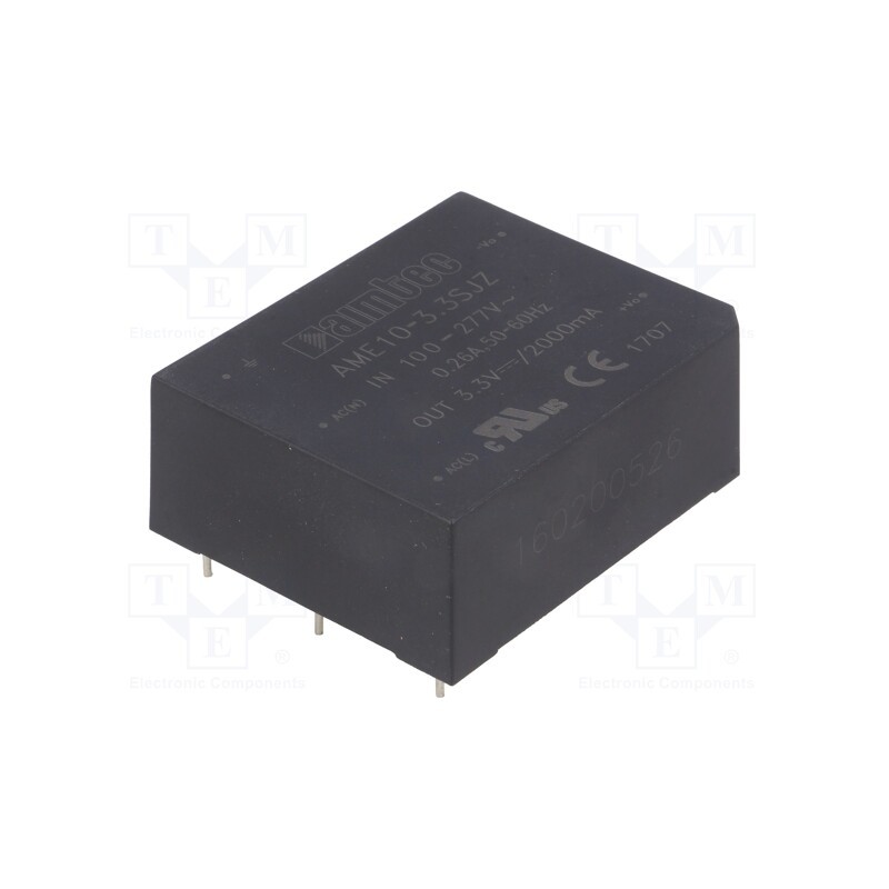 1 pcs x AIMTEC - AME10-3.3SJZ - Converter: AC/DC, 10W, 85÷305VAC, Usup: 100÷430VDC, Uout: 3.3VDC