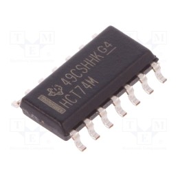 3 pcs x TEXAS INSTRUMENTS - CD74HCT74M - IC: digital, D flip-flop,resettable, Ch: 2, SMD, SO14, , HCT