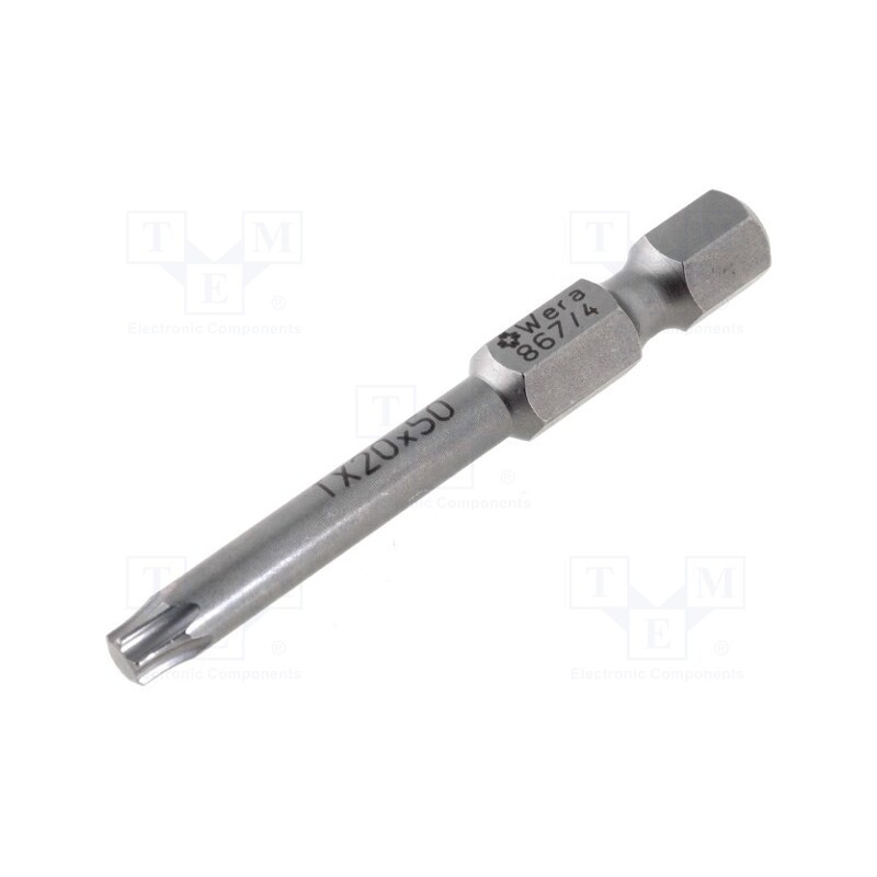 1 pcs x WERA - 5060134001 - Screwdriver bit, Torx®, TX20, Overall len: 50mm