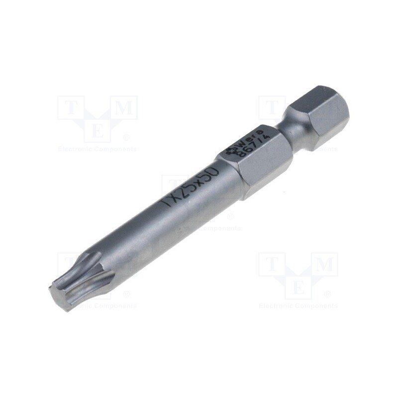 1 pcs x WERA - 5060135001 - Screwdriver bit, Torx®, TX25, Overall len: 50mm