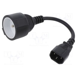 1 pcs x QOLTEC - 53907 - Mains, Sockets: 1, CEE 7/5 (E) socket,IEC C14 male, black, 0.15m