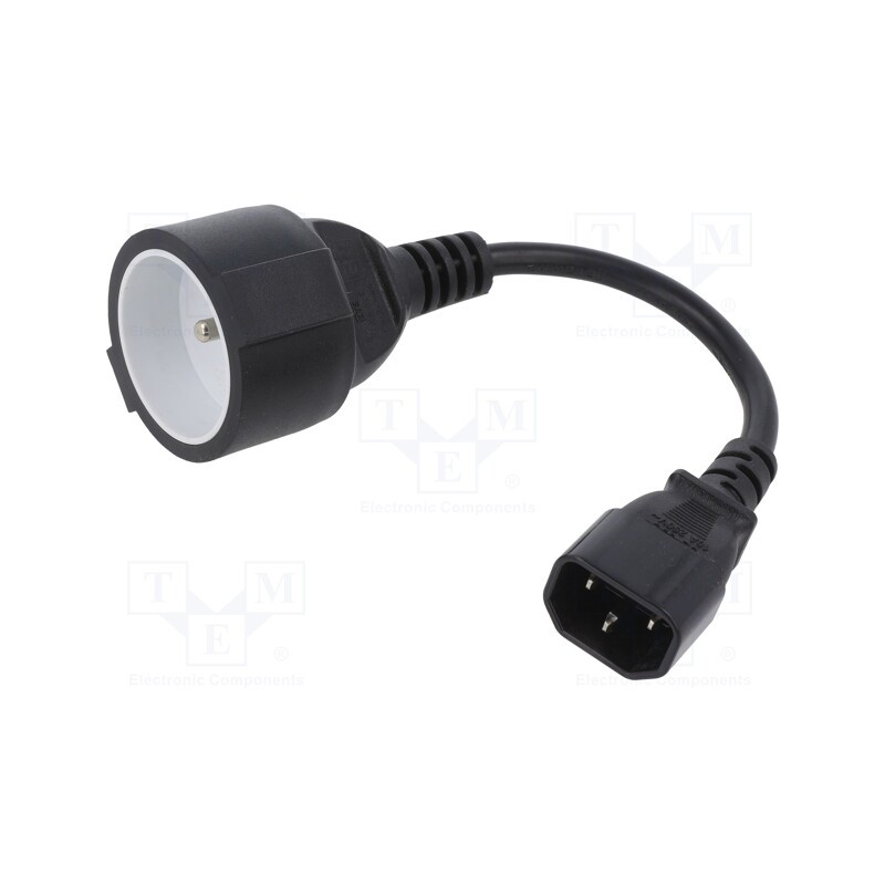 1 pcs x QOLTEC - 53907 - Mains, Sockets: 1, CEE 7/5 (E) socket,IEC C14 male, black, 0.15m