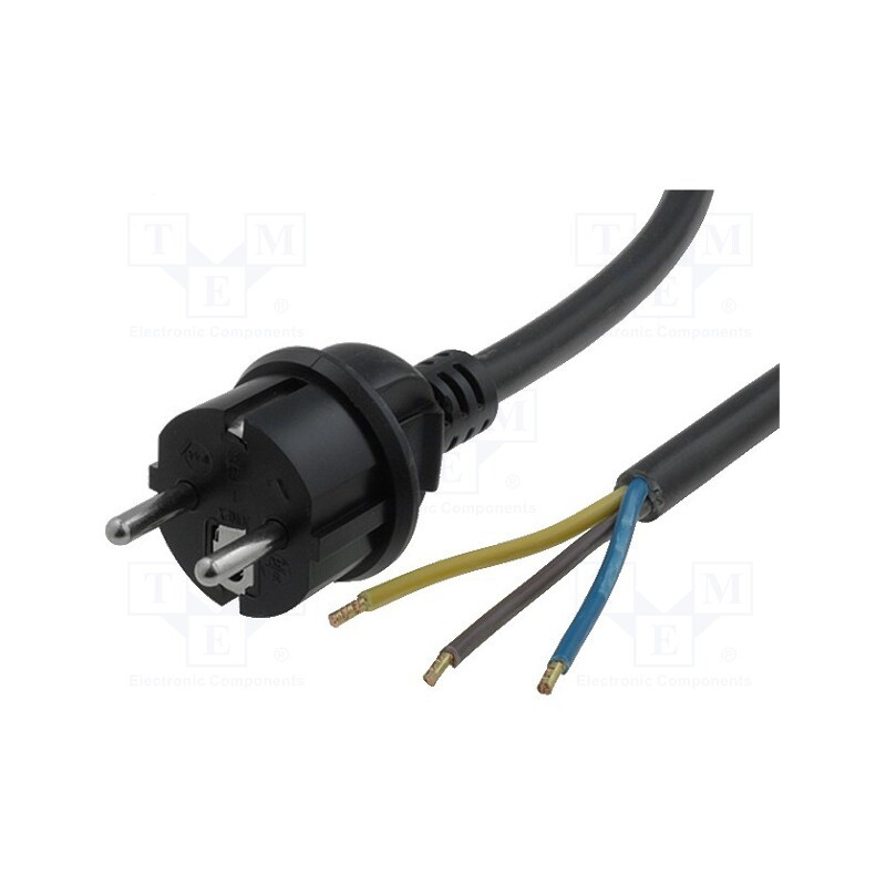 1 pcs x JONEX - S2-3/25/3BK - Cable, 3x2.5mm2, CEE 7/7 (E/F) plug,wires, PVC, 3m, black, 16A