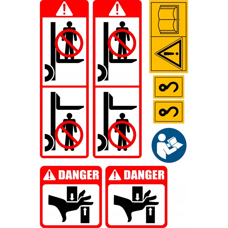 Warning stickers, pictograms, forklifts, udt