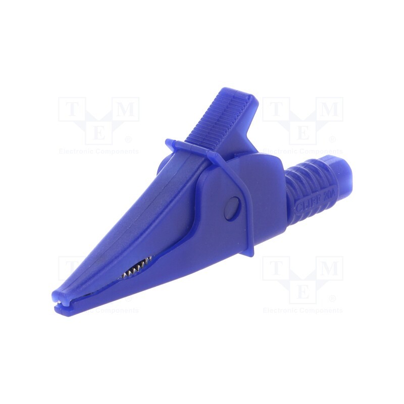 1 pcs x CLIFF - FCR79900L - Crocodile clip, 20A, blue, max.39mm, 1kV, Connection: 4mm socket