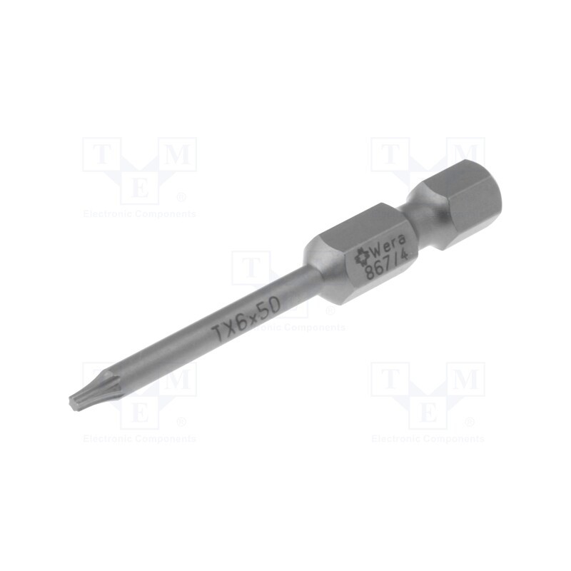 1 pcs x WERA - 5308428001 - Screwdriver bit, Torx®, TX06, Overall len: 50mm