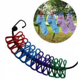 Tourist laundry rope with clips