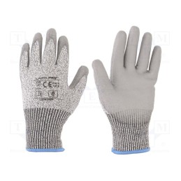1 set x LAHTI PRO - L200108K - Protective gloves, Size: 8, grey, composite fibre