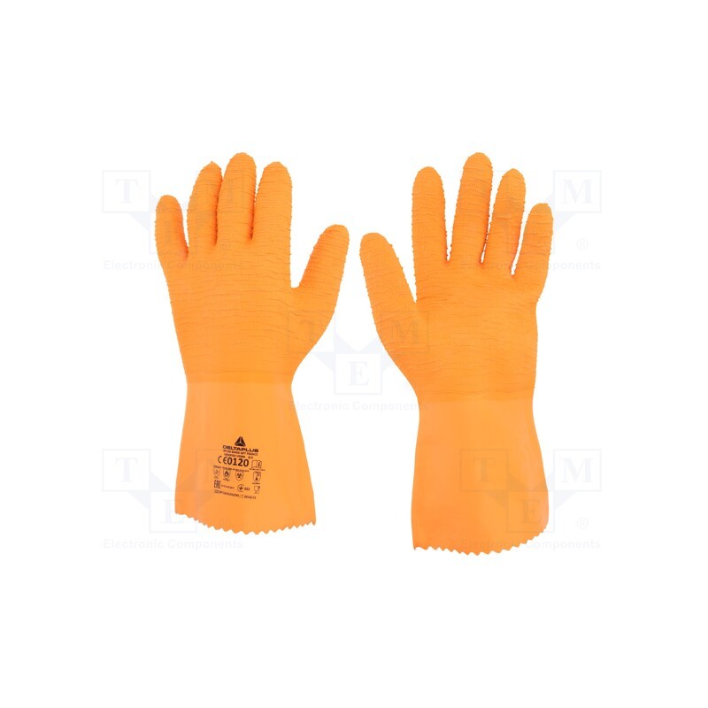 1 set x DELTA PLUS - VE990OR08 - Protective gloves, Size: 8, latex, VENIFISH VE990