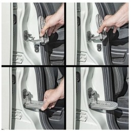 Step with lock, door hinge, ladder, aluminum step