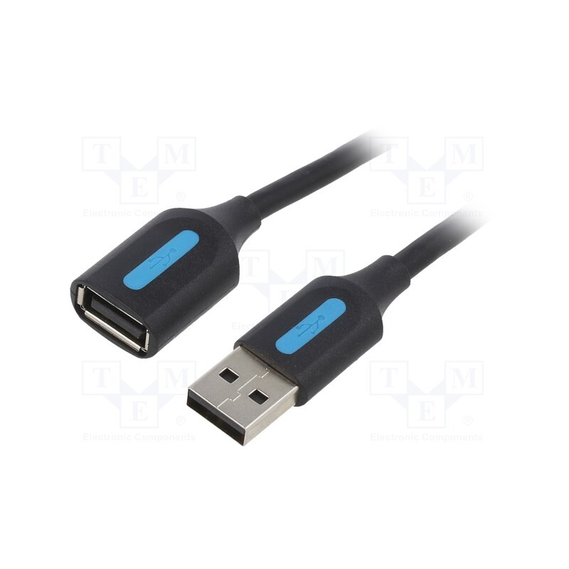 1 pcs x VENTION - CBIBI - Cable, USB 2.0, USB A socket,USB A plug, nickel plated, 3m, black