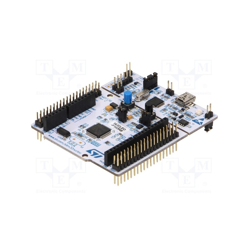 1 pcs x STMicroelectronics - NUCLEO-F103RB - Dev.kit: STM32, STM32F103RBT6, Add-on connectors: 2, base board