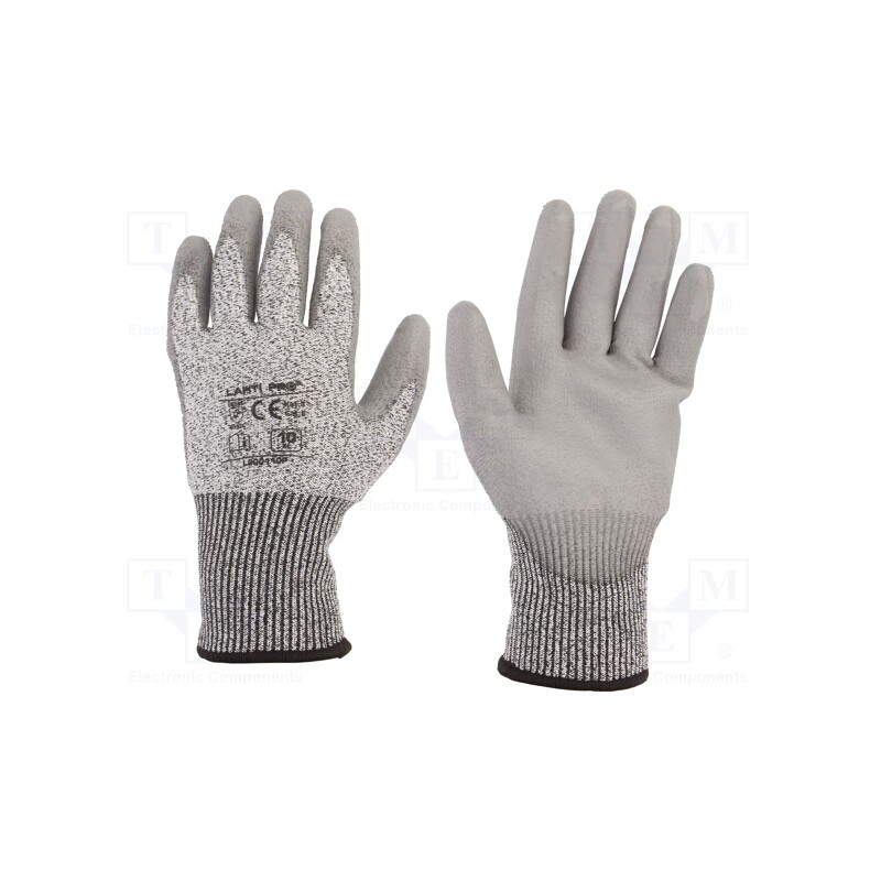 1 set x LAHTI PRO - L200110K - Protective gloves, Size: 10, grey, composite fibre