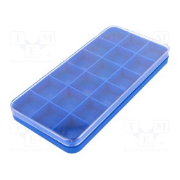 1 pcs x LICEFA - 2428393 - Container: collective, with partitions, blue,transparent