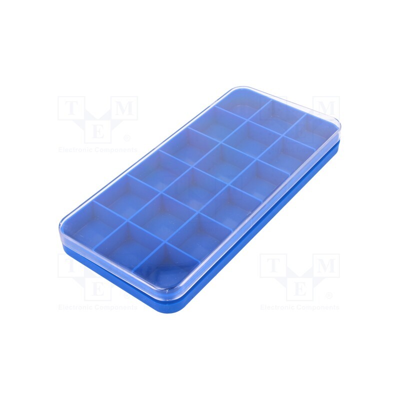 1 pcs x LICEFA - 2428393 - Container: collective, with partitions, blue,transparent