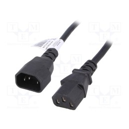 1 pcs x AKYGA - AK-PC-07A - Cable, 3G0.75mm2, IEC C13 female,IEC C14 male, PVC, 3m, black, 10A