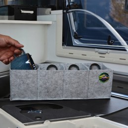 Cup organizer for a camper, trailer, yacht, bright cup grabber