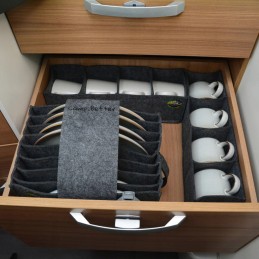 Cup organizer for a camper, trailer, yacht, bright cup grabber