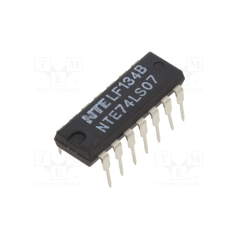 1 pcs x NTE Electronics - NTE74LS07 - IC: digital, buffer,non-inverting,line driver, Ch: 6, TTL, THT
