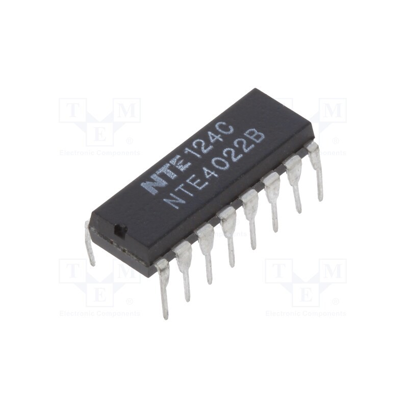 1 pcs x NTE Electronics - NTE4022B - IC: digital, divider,counter,octal counter, CMOS, THT, DIP16