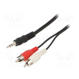 1 pcs x GEMBIRD - CCA-458-5M - Cable, Jack 3.5mm 3pin plug,RCA plug x2, 5m, black, Øcable: 2.6mm