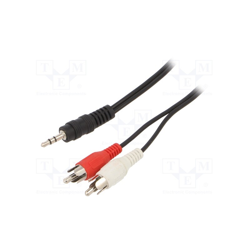 1 pcs x GEMBIRD - CCA-458-5M - Cable, Jack 3.5mm 3pin plug,RCA plug x2, 5m, black, Øcable: 2.6mm
