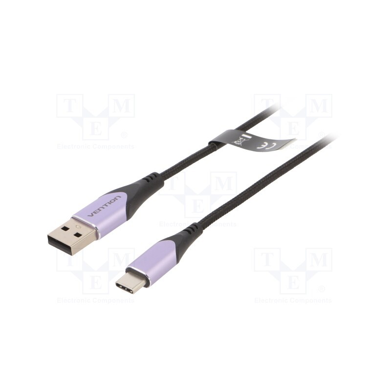 1 pcs x VENTION - CODVG - Cable, USB 2.0, USB A plug,USB C plug, nickel plated, 1.5m, black