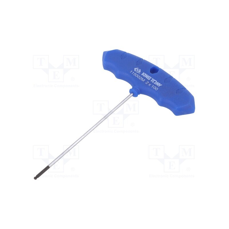 1 pcs x KING TONY - 115002MR - Wrench, hex key,spherical, HEX 2mm, Overall len: 137mm