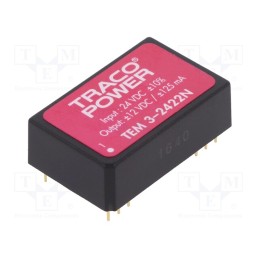 1 pcs x TRACO POWER - TEM 3-2422N - Converter: DC/DC, 3W, Uin: 21.6÷26.4V, Uout: 12VDC, Uout2: -12VDC