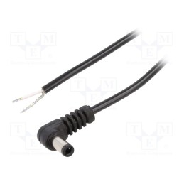 1 pcs x WEST POL - A25-TT-C050-150BK - Cable, 1x0.5mm2, wires,DC 5,5/2,5 plug, angled, black, 1.5m
