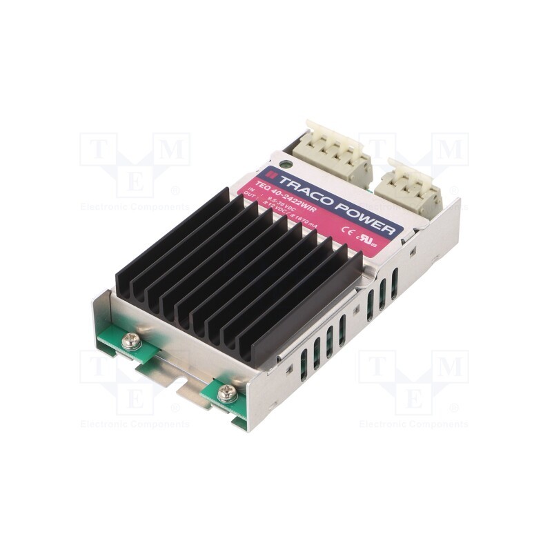1 pcs x TRACO POWER - TEQ 40-2422WIR - Converter: DC/DC, 40W, Uin: 9.5÷36V, Uout: 12VDC, Uout2: -12VDC