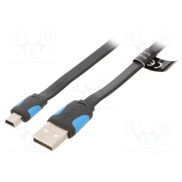 1 pcs x VENTION - VAS-A14-B150 - Cable, flat,USB 2.0, USB A plug,USB B mini plug, nickel plated