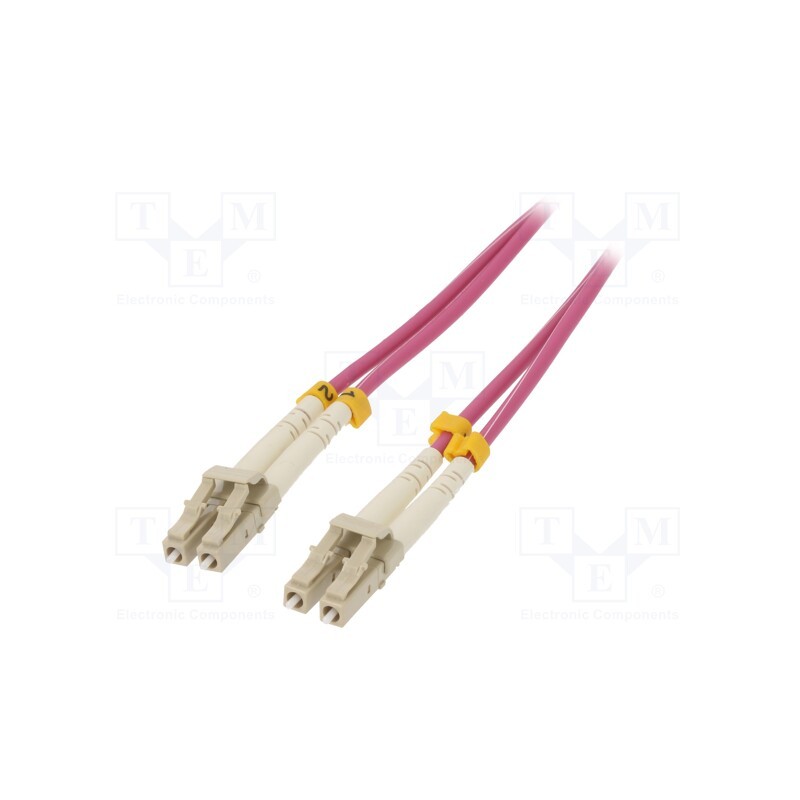 1 pcs x QOLTEC - 54344 - Fiber patch cord, OM4, LC/UPC,both sides, 2m, LSZH, pink