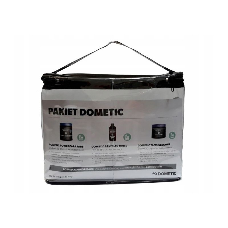 A bag for a Dometic sanitary chemicals set