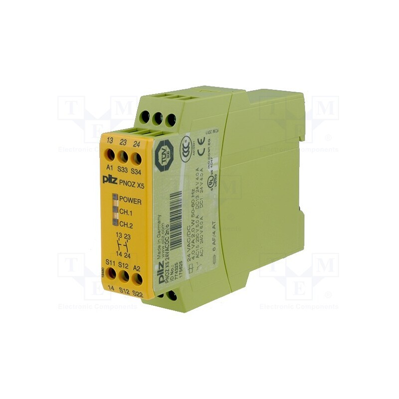 1 pcs x PILZ - 774325 - Module: safety relay, PNOZ X5, 24VAC, 24VDC, OUT: 2, -10÷55°C