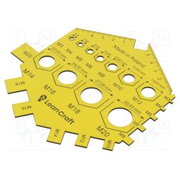 1 pcs x LeanCraft - SPR-M3-M20-Y - Size gauge, nuts,screws, yellow, Thread: M3÷M20
