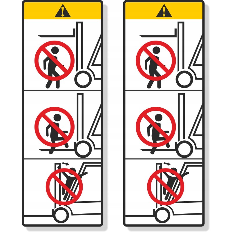 Health and safety warning stickers for forklifts