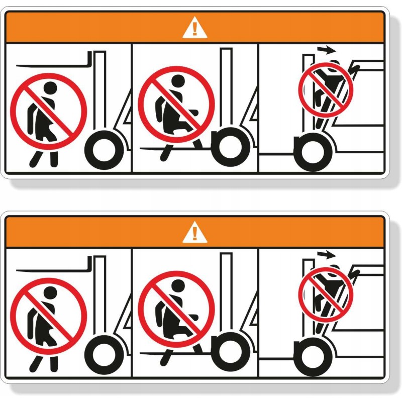Health and safety warning stickers for forklifts