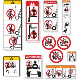 Health and safety warning stickers for forklifts